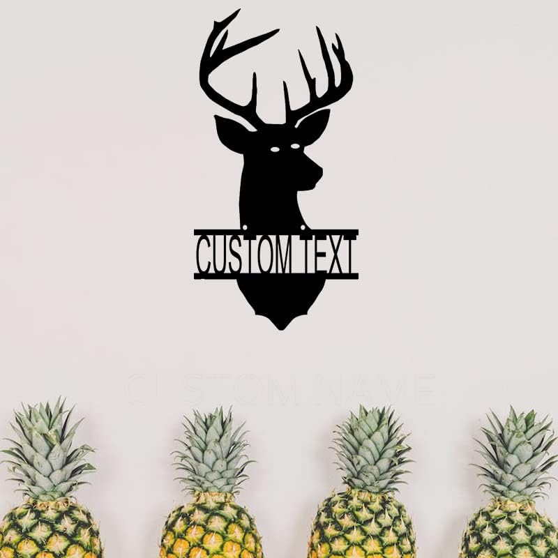 Deer Custom Name Sign Metal Wall Art Personalized Last Name Plaque Outdoor Metal Wall Art Personalized Gift for Wedding/Housewarming