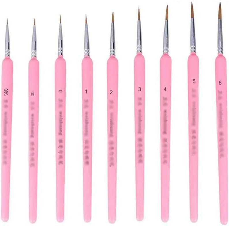 9pcs Professional Hand Painted Hook Line Pen Wolf Hair Tip Brushes Detailing Art Painting Drawing Brushes(Blue)