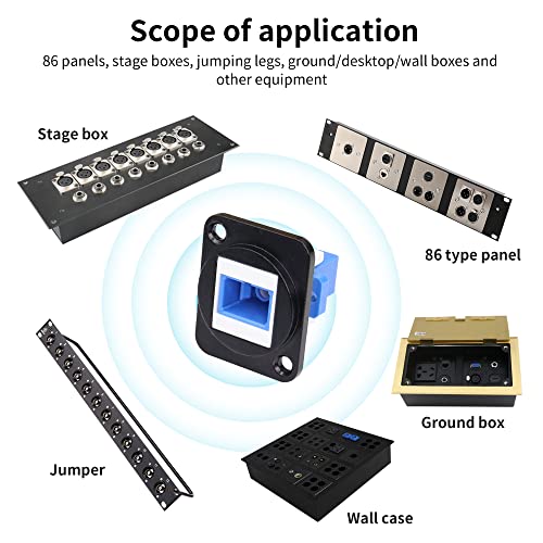 QIANRENON SC Fiber Optic Panel Adapter Connector SC Female Single Mode Fiber Optic Coupler XLR Panel Mount,for Telecom Network,Datacom,Black - Image 4