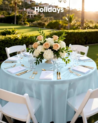 Image of Pureegg Plastic Table Cloth Disposable 84 Inch Round 10 Pack, Baby Blue