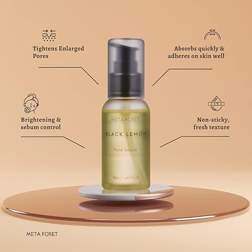 Miniatura 5 de METAFORET - Suero de poros de limón negro de 1.7 fl oz / 1.69 onzas líquidas de niacinamida, reductor de poros, tonificación para manchas oscuras,