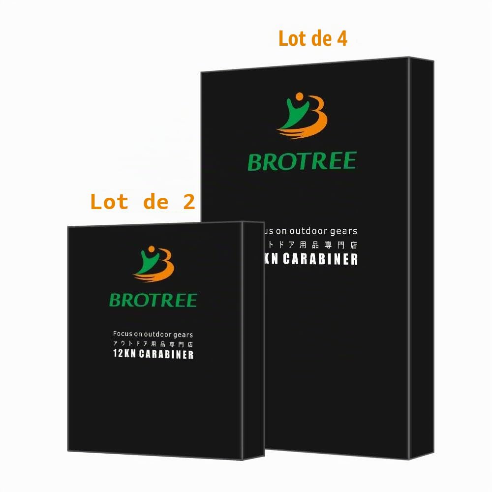 Brotree Mousqueton Verrouillage Aluminium 12KN (1200 kg) Charge Lourde Mousqueton Tactique Vis pour Hamac, Camping, Randonnée, Extérieur - 8cm Forme D - Paquet de 2 ou 4