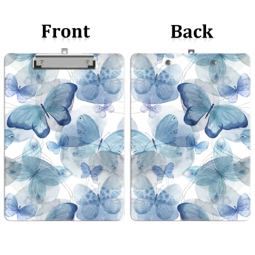 Image of Plastic A4 Clipboards, Clip Board Stardard Letter Size 9 x 12.5 in | Office Decorative for Students Women Men and Kids,Grey Butterfly