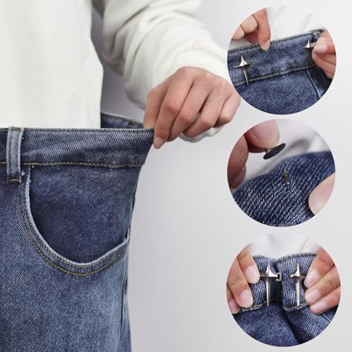 Image of 4 Set Adjustable Waist Buckle for Loose Jeans Pants Pearl Detachable Instant Button Pins Tightener Fit Skirt Robe Tightening Extender Skirts Jean Teddy Clips