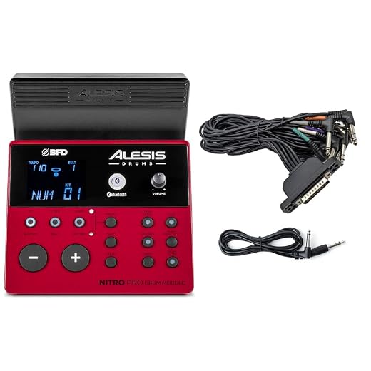 Alesis Nitro PRO Drum Module with Cable Snake & Silverline Audio 10ft Auxiliary Cable Bundle