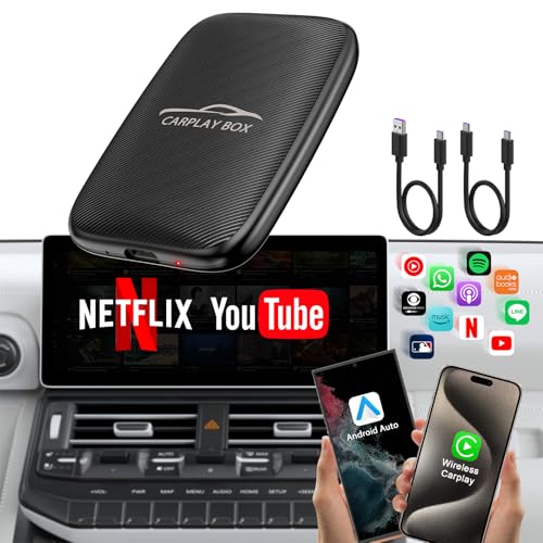 2025 Upgraded Wireless CarPlay and Android Auto Adapter -Built in YouTube Support TF Card,Magic Car Play AI Box Convert Wired to Wireless Dongle, Apple Carplay Adapter for Cars from 2016