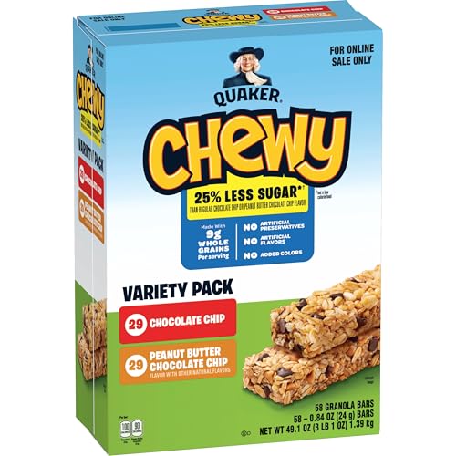 Quaker Chewy Granola Bars, 25% Less Sugar, Variety, 58ct