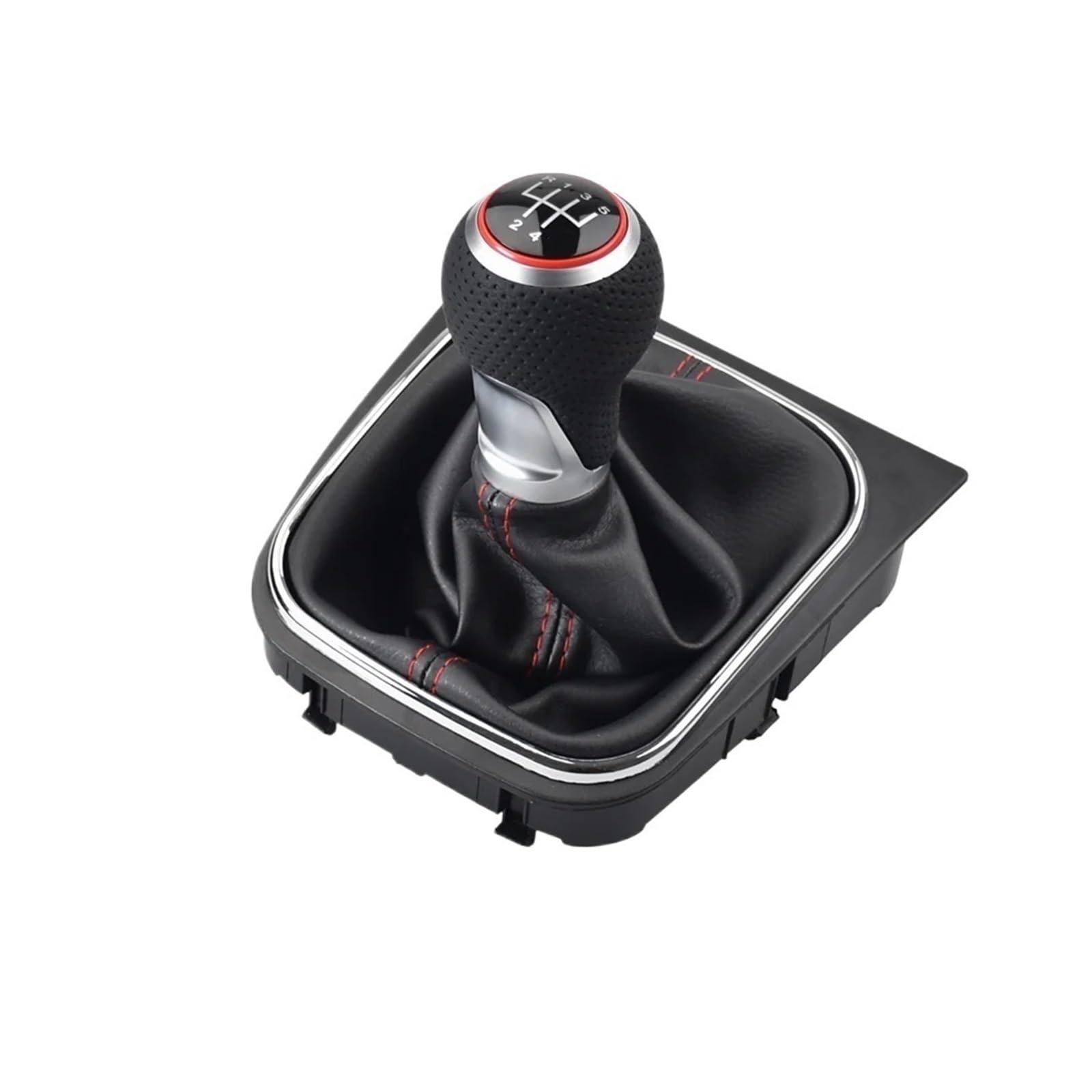 Jeocoai Red Car Gear Knob Car Gear Shift Knob Lever Pen 5 6Speed Boot Cover Gaitor For Vw For Volkswagen For Golf 5/6 Mk5/6 For Scirocco(2009)(,5Speed)