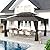 HAPPATIO 12'x16' Outdoor Gazebo with Hardtop Roof, Double Galvanized Steel Roof Canopy with Aluminum Frame, Curtains and Netting for Patio, Backyard, Deck, Lawn, Grey, Easy Assembly (Brown)
