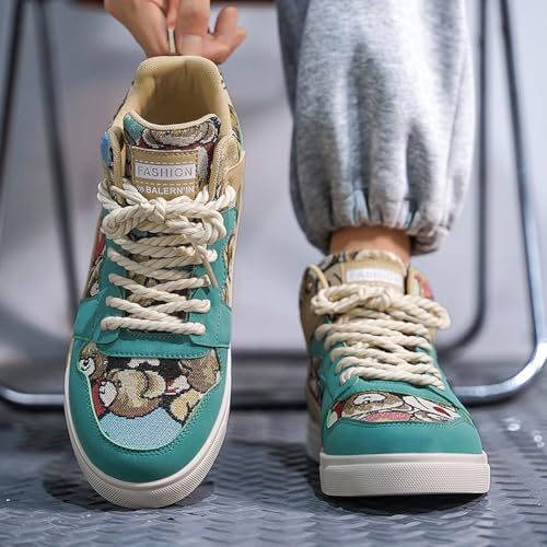 Image of Men's Fashion High Top Chinese Style Skate Sneakers Stylish Comfortable Skateboarding Road Running Walking Shoes