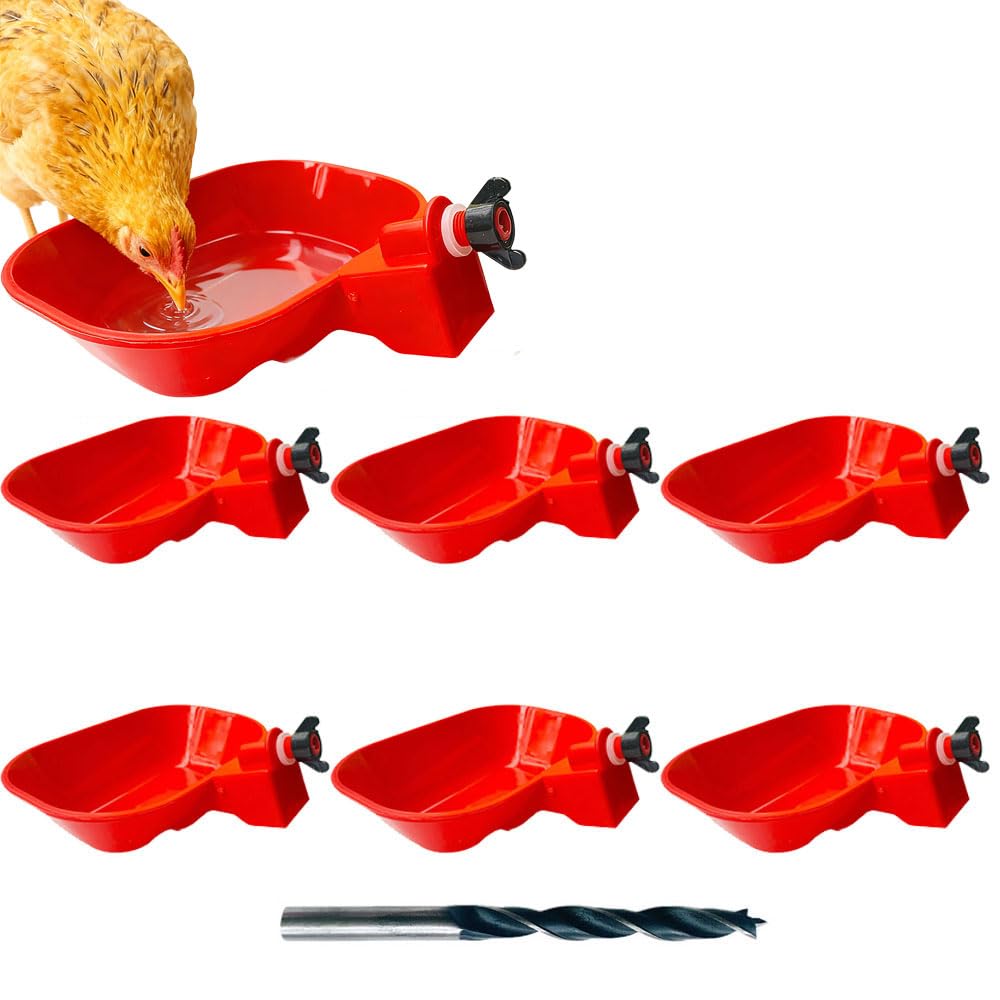 6 Packs Large Automatic Chicken Waterer Cups Chicken Water Cups for PVC with Tee Automatic Chicken Waterer Kit for Poultry Chicks Duck Goose Bird