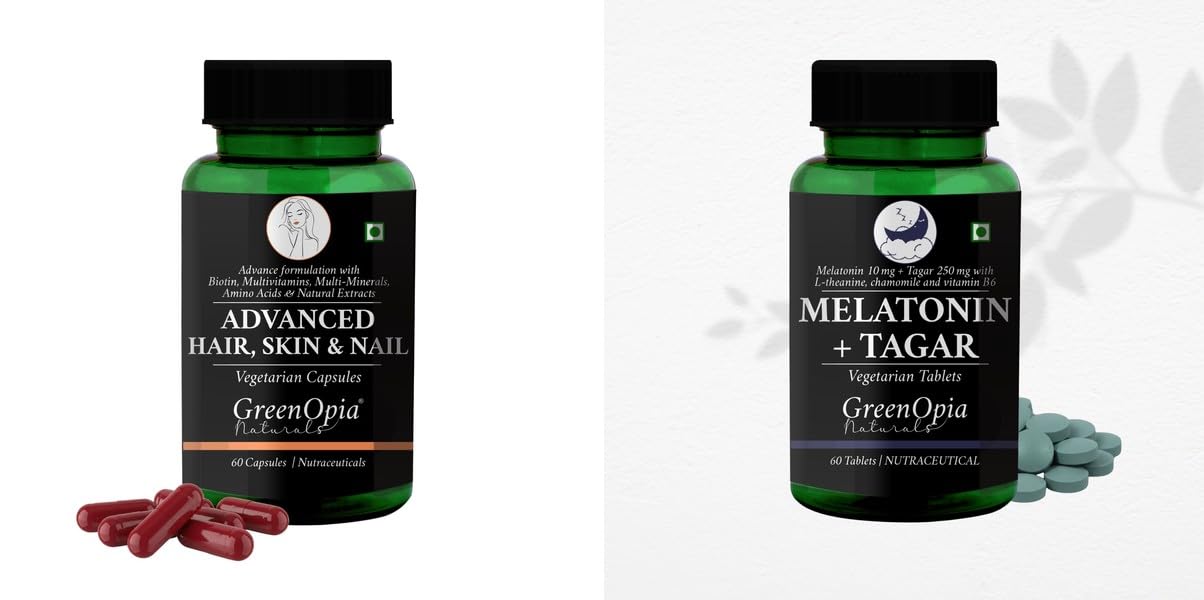 Advanced HSN (Hair, Skin Nails) Melatonin 10mg With Tagar 250mg Tablets Pack Health Vitality 60 CAPSULES-image-49
