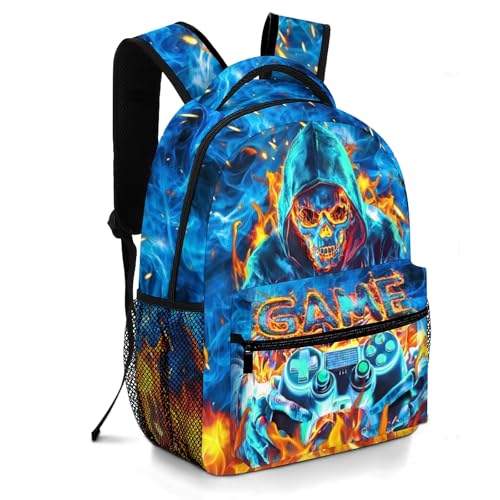 Moduyok Mochila escolar para meninos, meninos, crianças, adolescentes, ensino fundamental, alunos do ensino médio, mochila para livros de 6 a 18 anos, Jogo, One Size, jogo