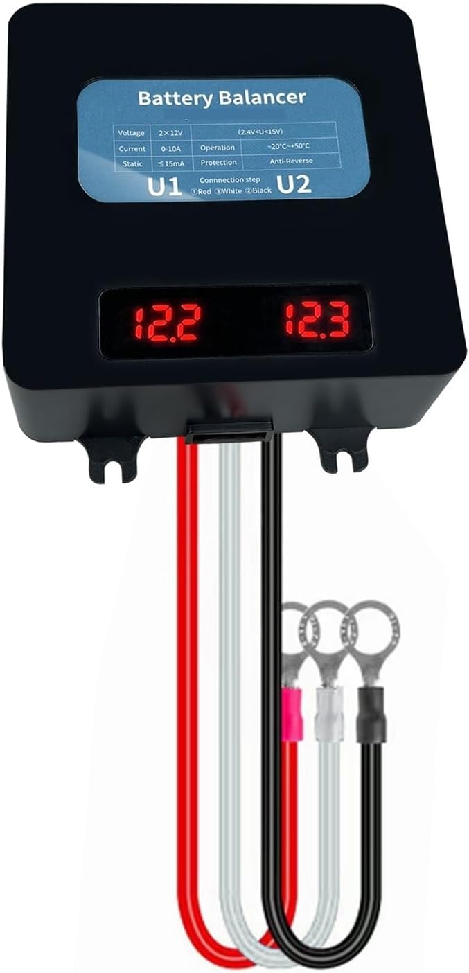 24V Battery Equalizer for Two Pieces 12V Gel Flood Lead Acid Batteries Voltage Balancer Lead Acid Battery Charger Regulator