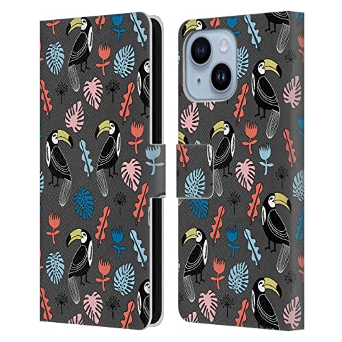 Étui portefeuille cuir iPhone 14 Plus housse protection Andrea Lauren toucan