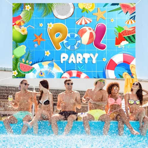 Image of Summer Pool Beach Party Decorations, Summer Party Beach Decor Supplies, Pool Banner Decorations, Backdrop Wall Decor for Kids Suitable for Indoor and Outdoor Use