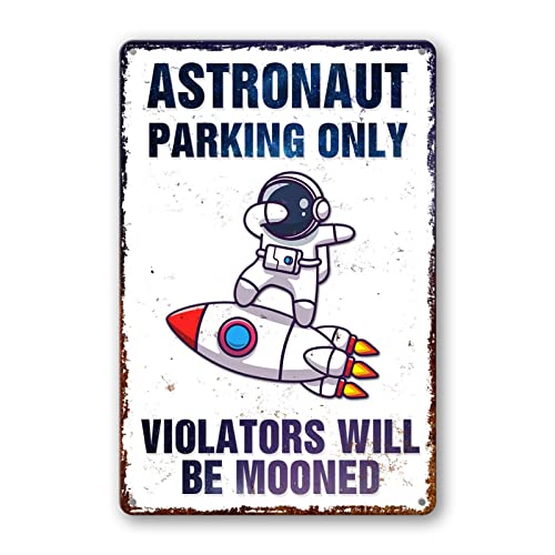 Image of Outer Space Room Wall Decor For Kids Astronaut Decorations For Boys Space Themed Bedroom Decor For Boy Vintage Metal Tin Sign Space Decoration Space Theme Signs Birthday Party Gifts For Girls Bathroom