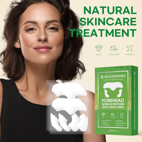 Image of SILKDERMIS Forehead Wrinkle Patches 12Pcs, Smile Line Patches 24pcs with Aloe, Collagen, Vitamin E, Anti Wrinkle Patches, Anti Wrinkle Patches