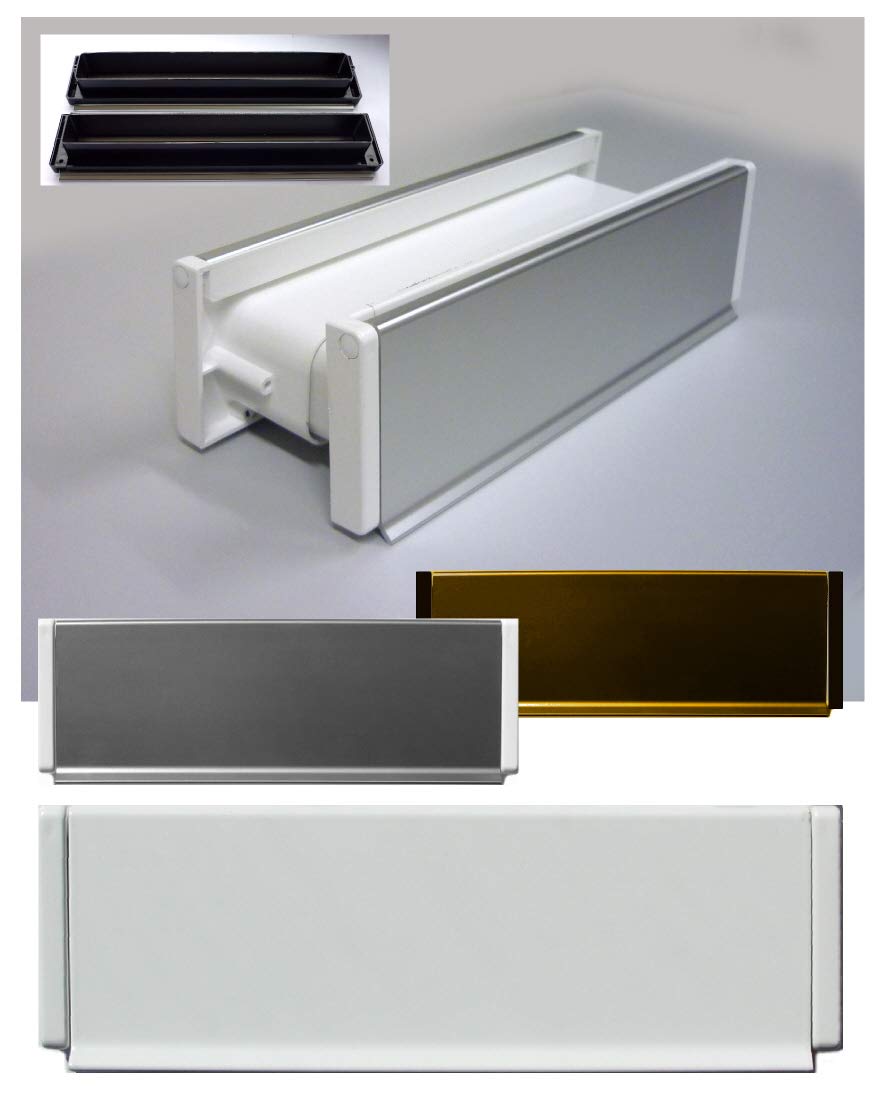 Aluminium Briefeinwurf mit Schacht Nr. 2 - 305 x 78 mm, Weiß Lackiert
