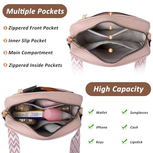 Image of TANTOMI Crossbody Purses for Women Leather Purse Shoulder Handbags with Wide Strap, Small Crossbody Bags for Women Travel