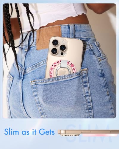 Image of Toycamp Phone Grip Ring Holder Compatible with MagSafe - Magnetic Phone Grip Stand Women Cute Painting Removable Rotatable Magnet Accessories for iPhone 17 Pro Max /16 /15 /14 /13 /12 Series, Leopard