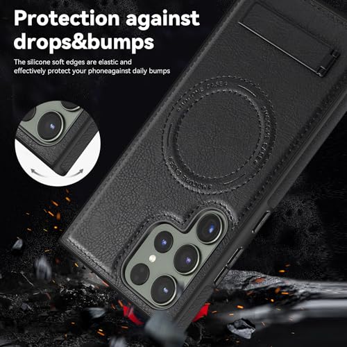 Image of Lunivop for Samsung Galaxy S24 Ultra Case 6.8 inch PU Leather Black