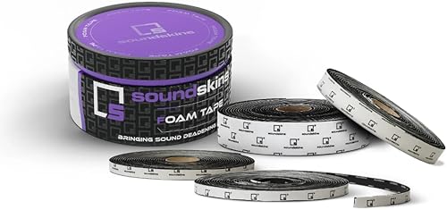 SoundSkins SSK-Tape - Cinta de espuma acústica de celda cerrada, 10.8 pies cuadrados de 4 rollos (2 pulgadas, 1 pulgada de ancho y 1 pulgada de