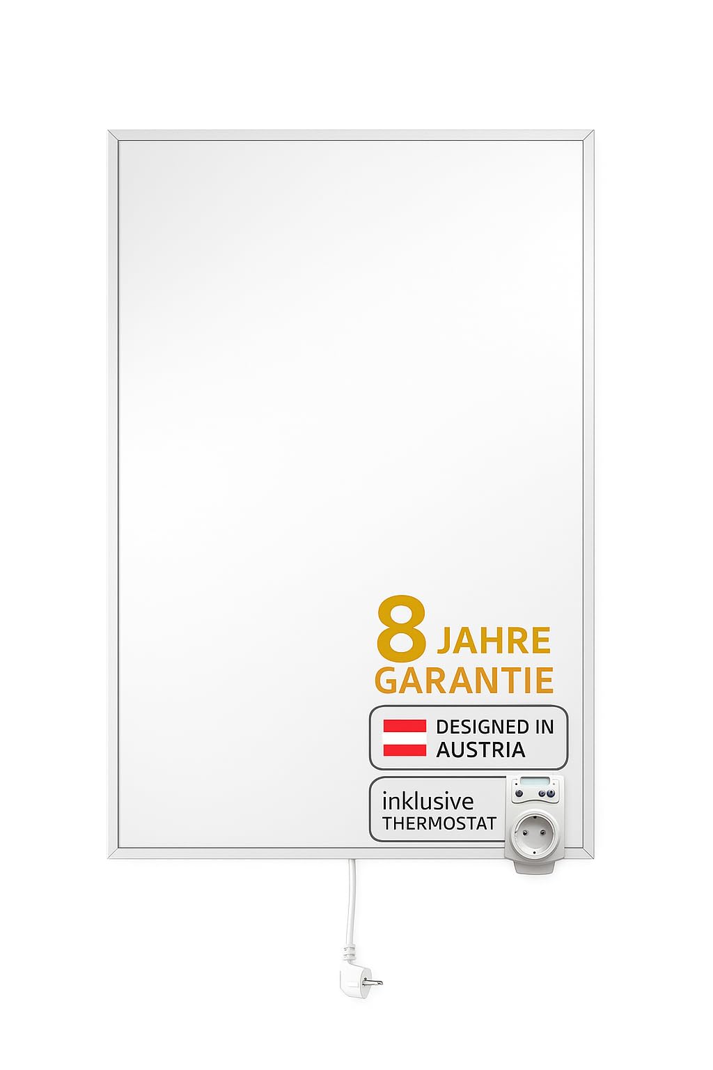 heatness Ogrzewanie na podczerwień o mocy 450 W, 60 x 90 cm – możliwość indywidualnego zastosowania (ogrzewanie ścienne, ogrzewanie sufitowe lub jako urządzenie stojące) do 10 m² (z termostatem)