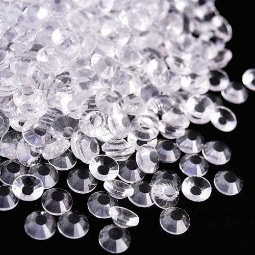 Image of 1440 Pieces SS10 /2.7-2.9mm Clear Crystal Flat Back Brilliant Round Rhinestones Glass Stones Glitter Gems Transparent Crystals Diamond (Clear).