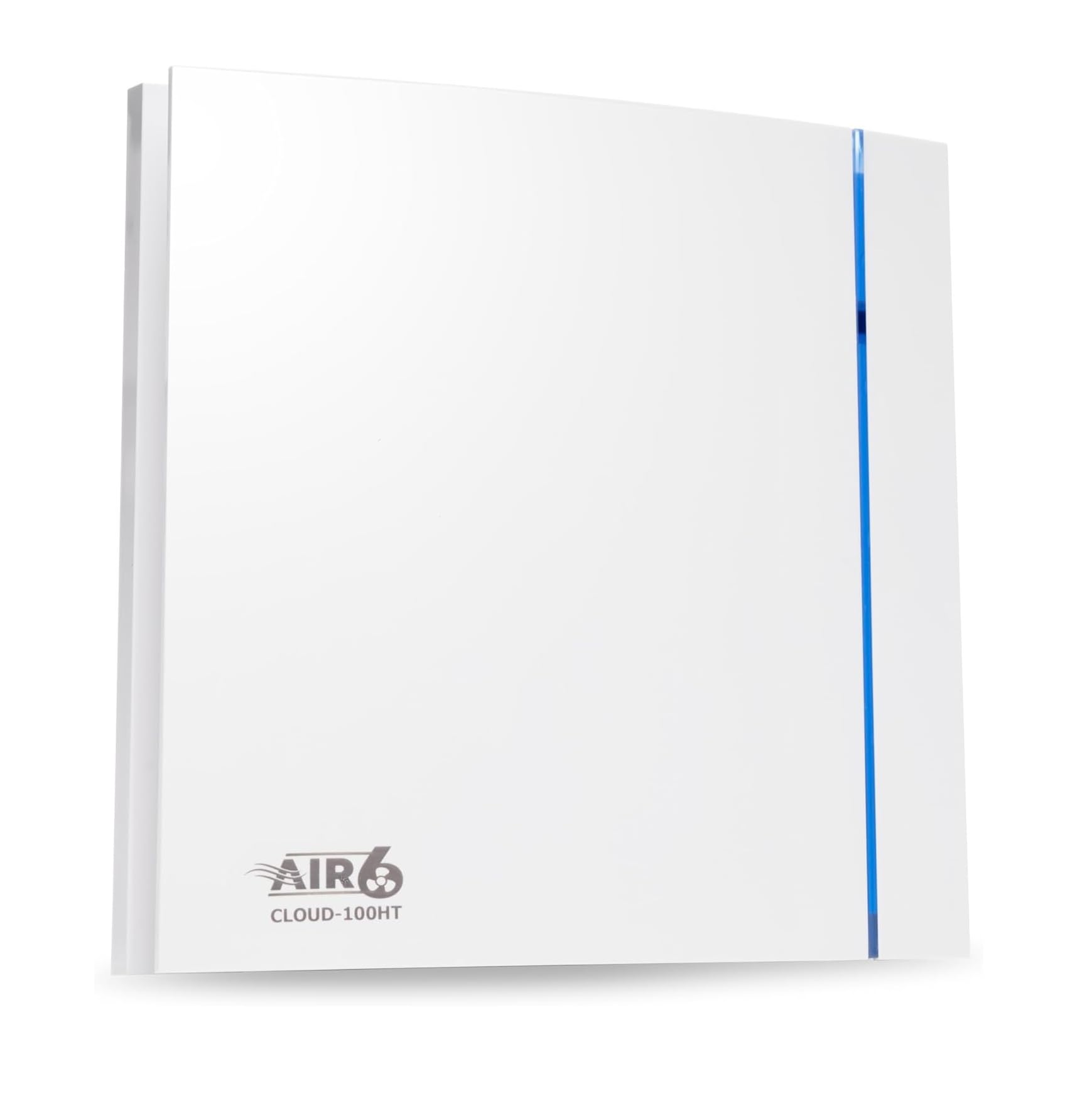 AIR 6 Ventilador de baño de 100 mm, para baño, inodoro, ventilador con sensor de humedad y temporizador, silencioso y potente, montaje en pared o techo, potencia 26,5 l/s (95 m³/h), color blanco, IP45