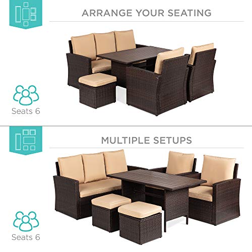 Best-Choice-Products-7-Seater-Conversation-Wicker-Sofa-Dining-Table-Outdoor-Patio-Furniture-Set-wModular-6-Pieces-Cushions-Protective-Cover-Included-BrownBeige Best-Choice-Products-7-Seater-Conversation-Wicker-Sofa-Dining-Table-Outdoor-Patio-Furniture-Set-wModular-6-Pieces-Cushions-Protective-Cover-Included-BrownBeige