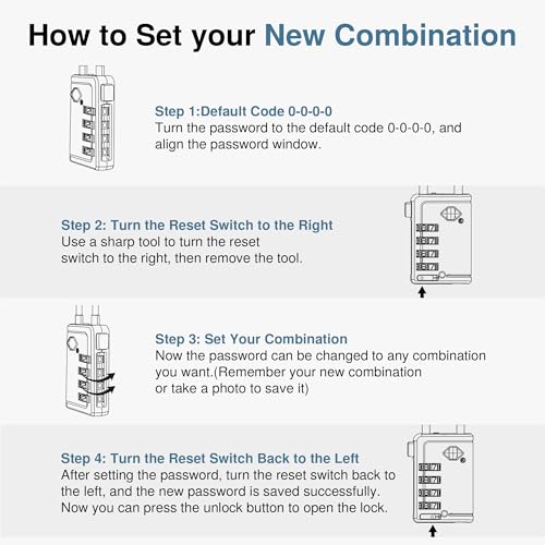Puroma TSA Approved Luggage Travel Locks with Open Alert Indicator, 4 Digit Combination Resettable Code Zinc Alloy Lock for Suitcase, Backpack, Bag, Toolbox, Locker (2 Pack, Black) - Image 8