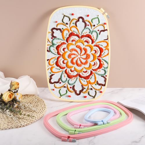 Cerceaux à broder multicolores avec vis de serrage pour ajustement précis - 5