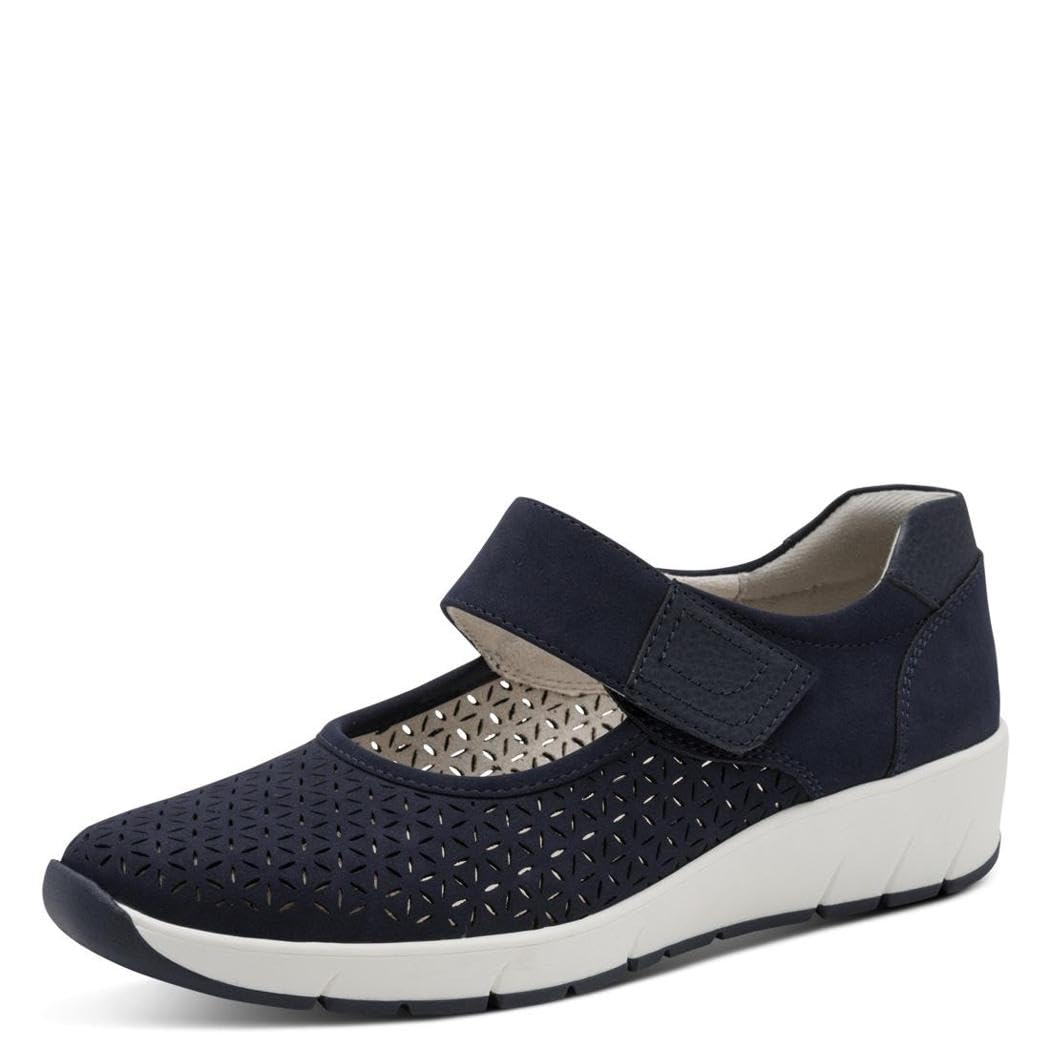 Jana Women's Ballerina Strap Vegan 8-24664-42 Ballet Flats, Navy, 37 EU