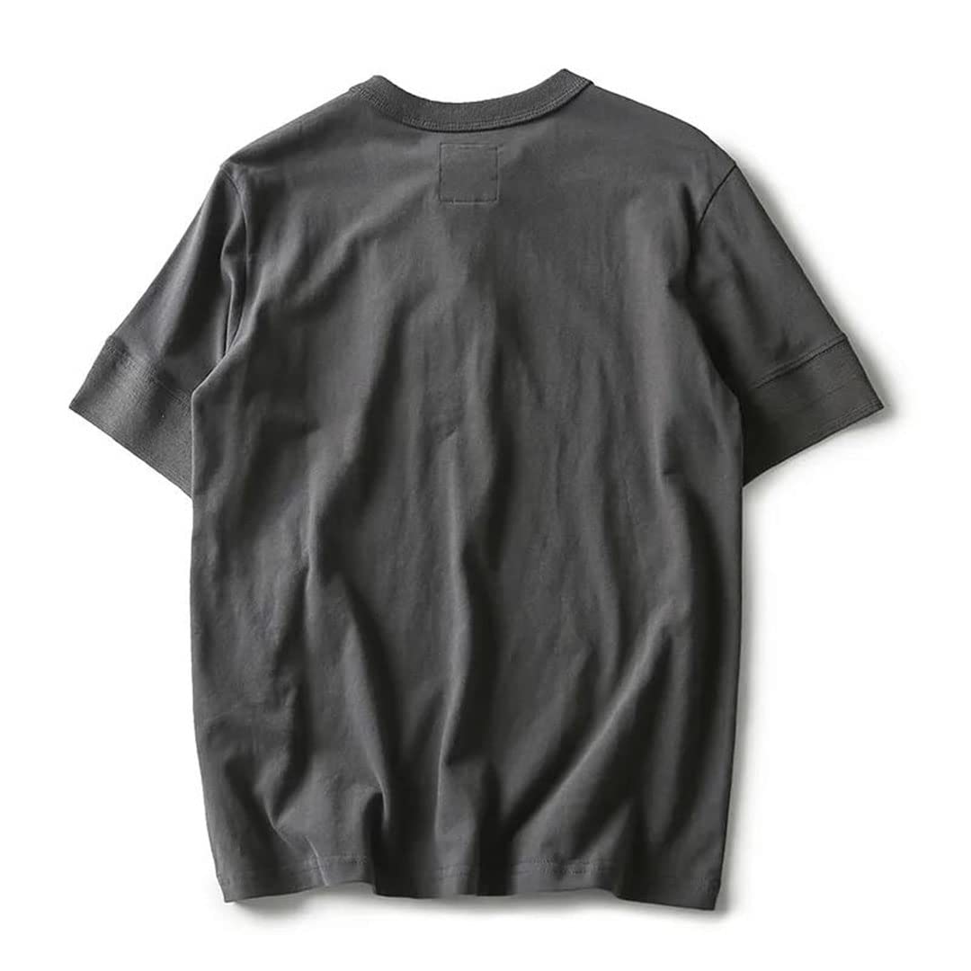 Vogrtcc Camiseta de manga corta con cuello Henry para hombre, algodón lavado, estilo casual