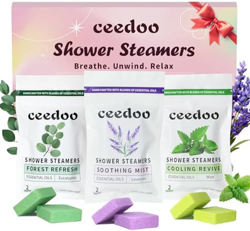 Shower Steamers Aromatherapy 6 Pack Gifts for Women Mom Men, Gifts for Her Stress Relief Home Spa, Birthday Gift Lavender Natural Essential Oil Self Care Relaxation Shower Bombs Teen