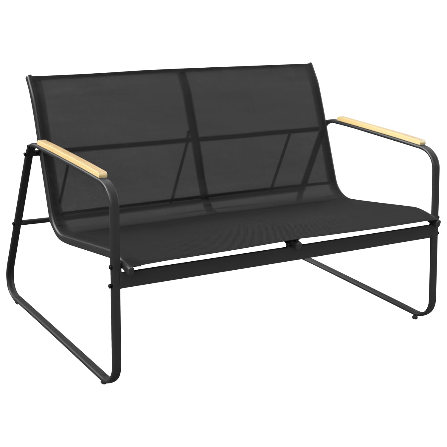 Happy Garden Salon de Jardin Tenerife en textilene Noir, 4 Places, disposant d'un canapé, de 2 fauteuils et d'une Table Basse rectangulaire