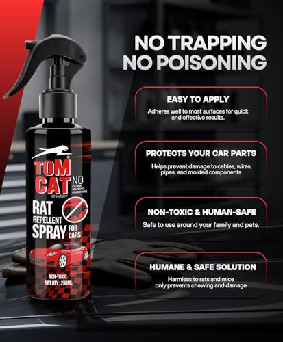 Image of Shadow Securitronics Tom CAT No Entry Rat Repellent Car Spray Highly Effective Easy to use, Odour Free Rodent Repellent Spray for Cars 250ml |(Pack of 1) - Formulation 3X