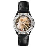 chow chow welpen kaufen ungarn Strass Uhr Timest - Chow Chow Welpe - Strass Damenuhr mit Lederarmband in schwarz Rund Analog Quarz CSG0051b