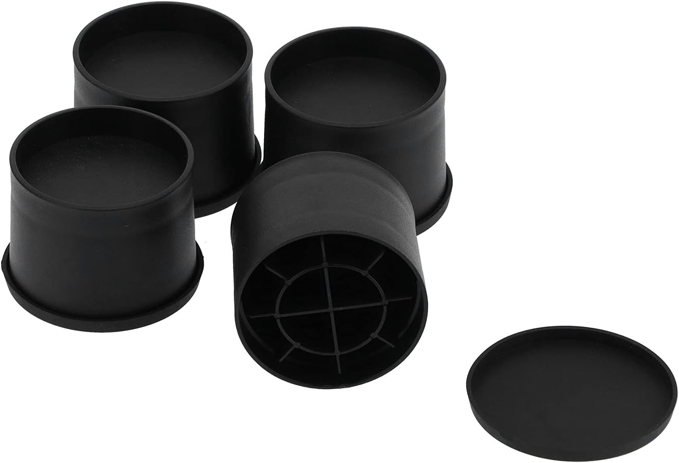 Mini Round Furniture Leg Mat, Non Slip Risers Lifts Height 6.5cm, 4PCS Floor Protector Pads - Durable Rubber Plastic Material, Easy Installation for Home and Office Furniture