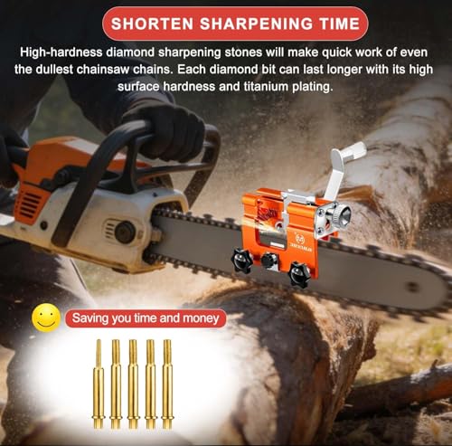 Image of Portable Chainsaw Sharpener Jig Kit, Chain Saw Sharpener Tool with 5 Diamond Sharpening Stone, Universal Chain Saw Blade Sharpener, Manual Chainsaw Accessories for 4 inch- 22 inch Saw Chain