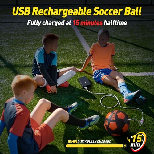 Hot Bee Leuchtender Fußball, Aufladbarer LED Gummi Ball Mit Tasche - Weihnachten Geburtstag Geschenke für 8-12 Jahre Jungen Kinder Teens Spielzeug