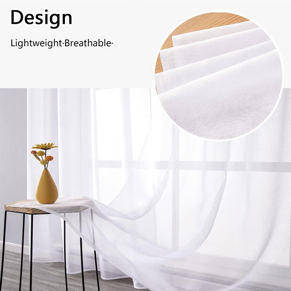 Highdi 2 Panneaux Rideau Passant Tringle,Voilages Chambre Semi-Transparent Léger Rideaux pour Décoration Fenêtre de Maison Cuisine Salon (Géométrique,W132*H245CM)
