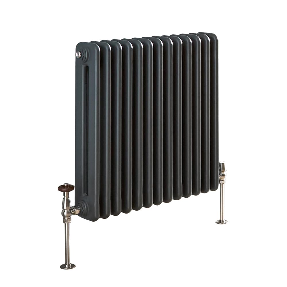 Milano Atticus Anthracite Cast Iron Style Horizontal Double Column Radiator - 600mm x 600mm
