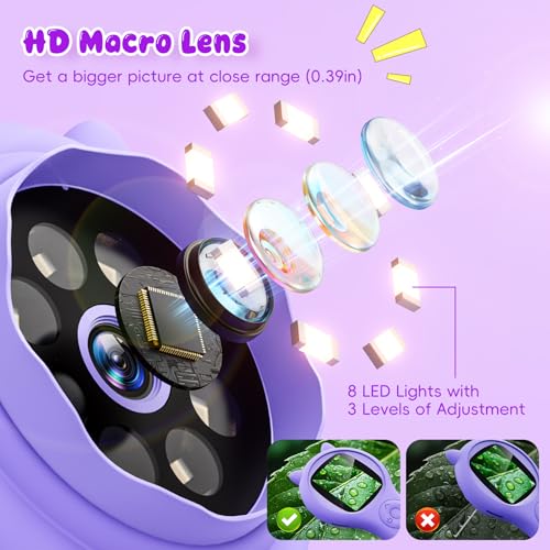 Image of Microscope for Kids - Electronic Handheld Magnifying Glass for Children-STEM Outdoor Science Kit for Summer Travel & Camping Toy,Birthday Gifts Toys for 5-8 9-12 Year Old Girls(Purple)