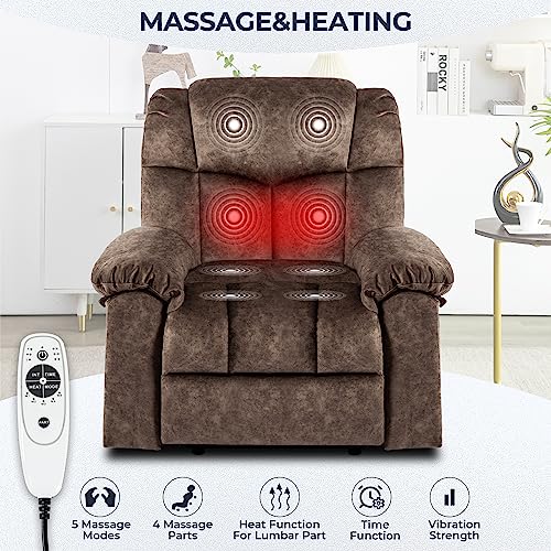 Homyedamic Power Lift Recliner Heated Massage Chair For Elderly, Electric Stand Up Hideable Cup Holders Oversized Lounge Wide Lazy Boy Ergonomic Senior Sofa For Home (Brown) #TOP3