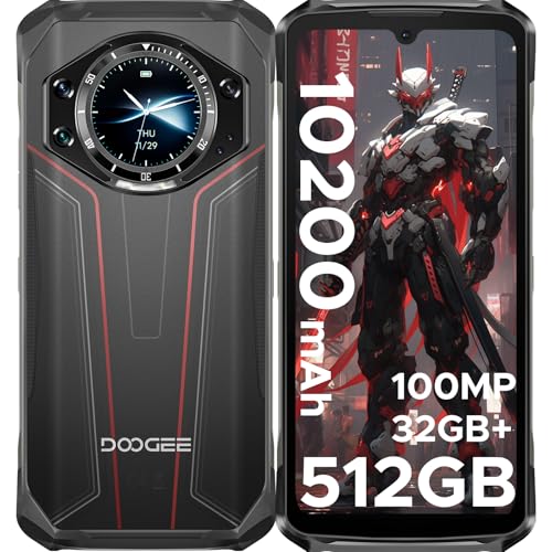 DOOGEE S119 Rugged Phone Unlocked,32GB+512GB/TF 2TB Rugged Smartphone with 1.32" Rear Screen,10200mAh Battery/33W,6.72" FHD+,100MP+20MP Night Vision,NFC/Dual Unlock/3 Card Slot/OTG US S119 R
