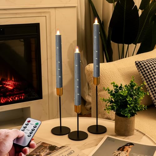 Image of Flameless Candle, (Conical) Patented Starlight String, LED Candle, 11-Key Timing Remote Control, Battery Powered, Dance Flicker Flame, 6 Packs, Christmas Wedding Home Decor(Dark Gray)