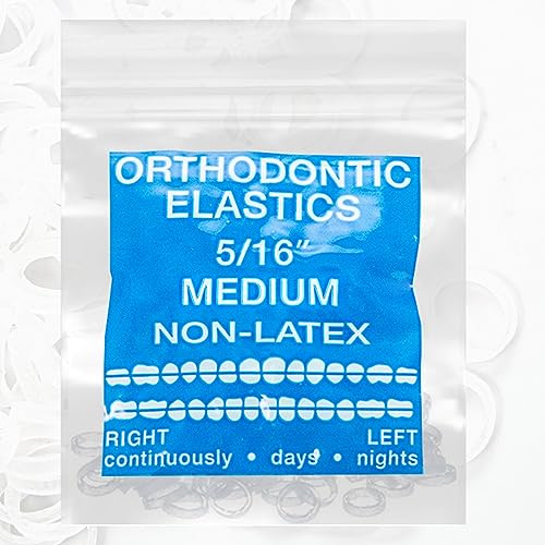 Clear Non-Latex 100 counts, Intraoral Elastic Bands Orthodontic Elastics Dental Rubber Bands Made in US Medium 5/16'', Clear
