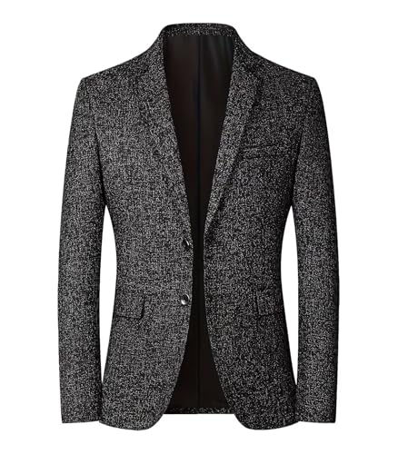 INVACHI Men's Tweed Blazer Jacket Two Button Casual Sports Coats